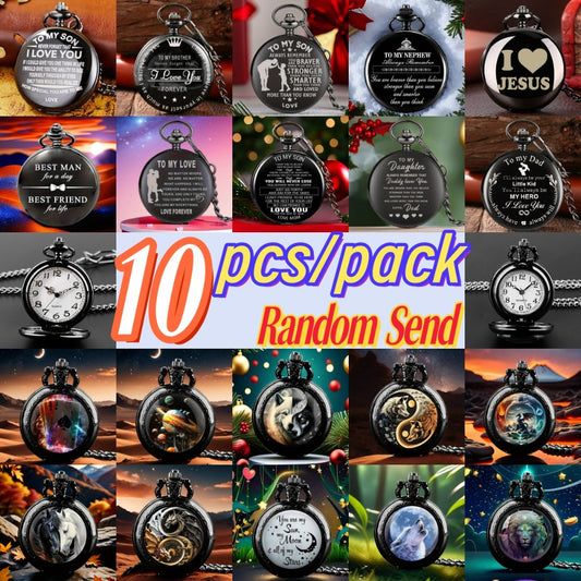 Pocket Watch - Set of 10 | Classic Round Vintage Watches Bulk Pack, Assorted Gift Watches - main product view