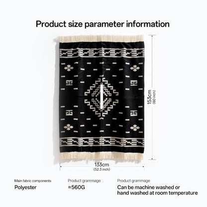 Ponchos & Shawls - Poncho for Men Vintage Geometric Pattern Tassel Detail Warm Acrylic Shawl - product detail view 2