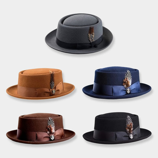 Pork Pie Hat - for Men Women - Premium Wool Adjustable Lightweight, Dress Wedding - main product view