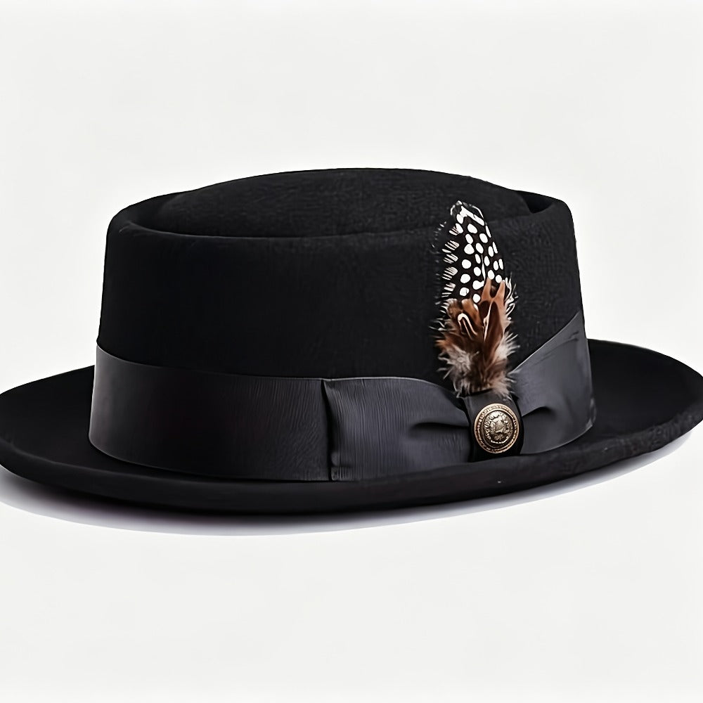 Pork Pie Hat - for Men Women - Premium Wool Adjustable Lightweight, Dress Wedding - product detail view 3