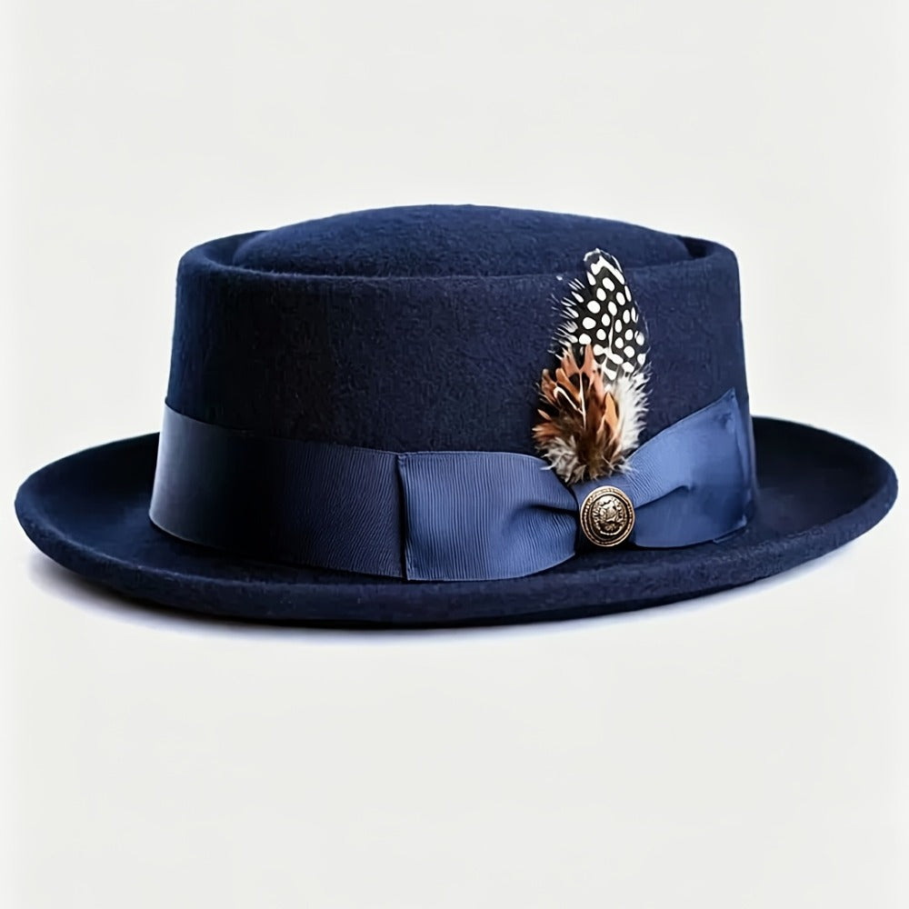 Pork Pie Hat - for Men Women - Premium Wool Adjustable Lightweight, Dress Wedding - product detail view 7