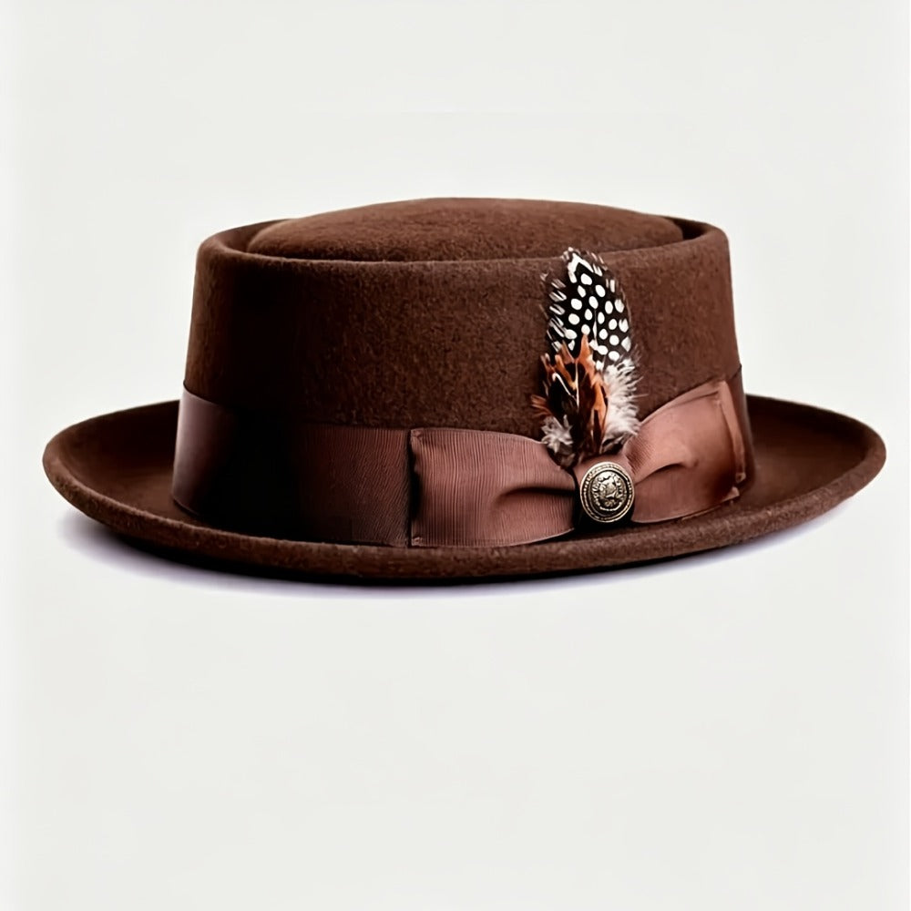 Pork Pie Hat - for Men Women - Premium Wool Adjustable Lightweight, Dress Wedding - product detail view 9