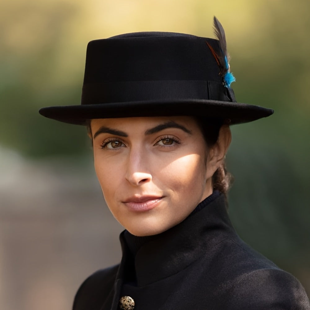 Pork Pie Hat - for Men Women - Premium Wool Adjustable Lightweight, Dress Wedding - product detail view 12