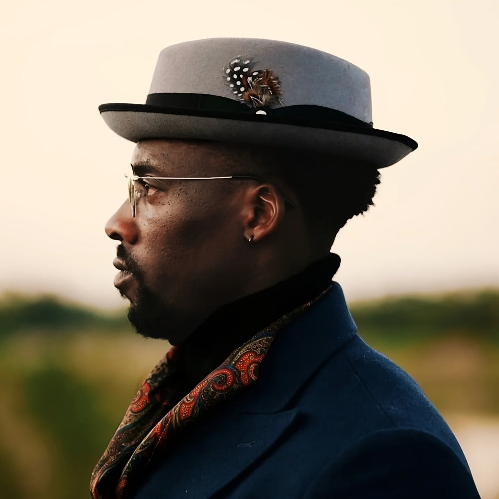 Pork Pie Hat - for Men Women - Premium Wool Adjustable Lightweight, Dress Wedding - product detail view 13