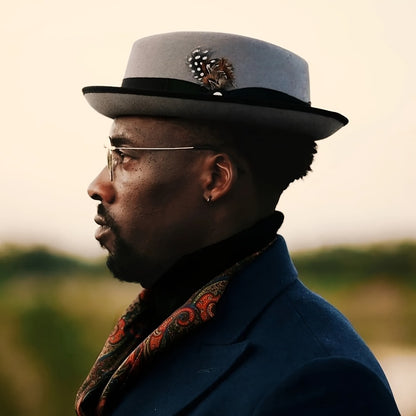 Pork Pie Hat - for Men Women - Premium Wool Adjustable Lightweight, Dress Wedding - product detail view 13