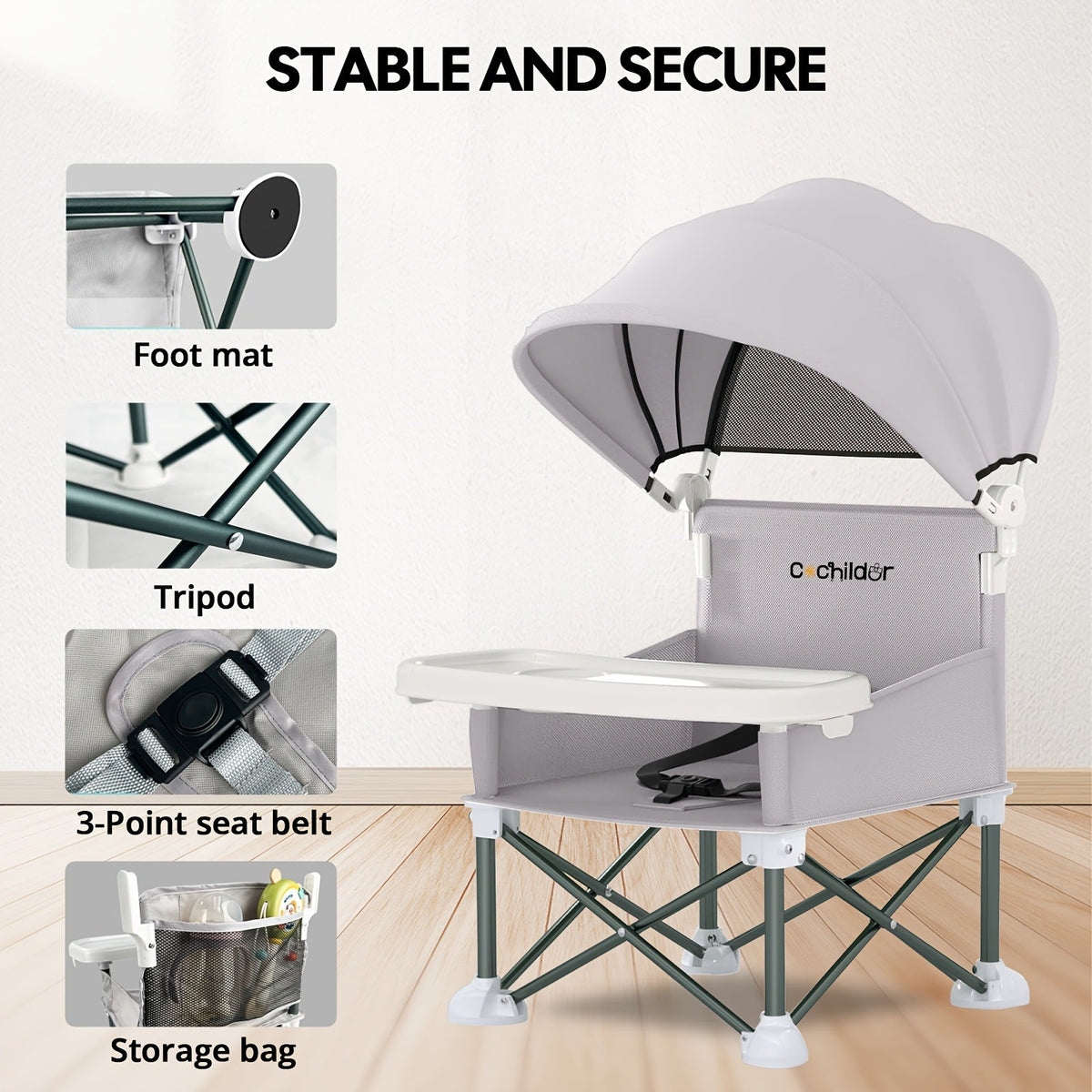 Portable Baby Booster Seat - Detachable Feeding Tray – view 8