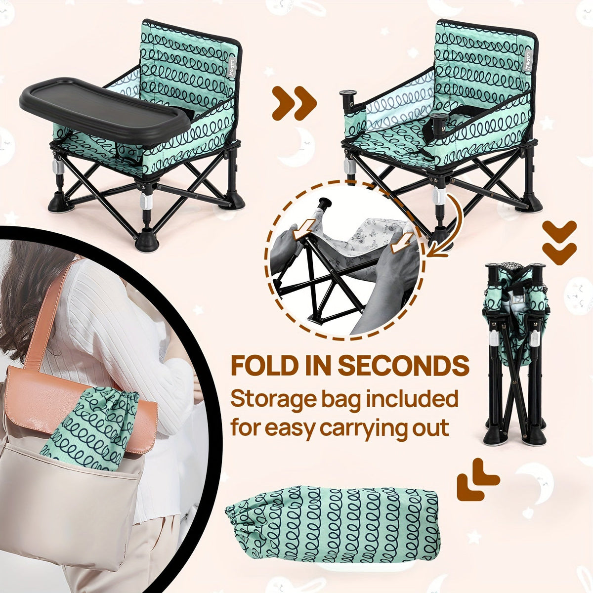 Portable Baby Chair - Foldable Tray Camping Seat – view 4