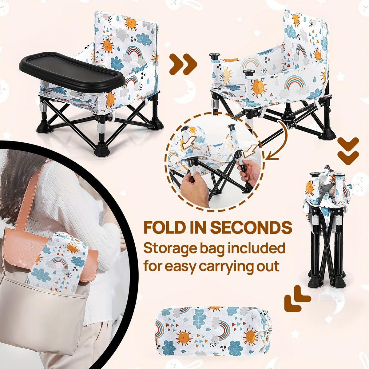 Portable Baby Dining Chair - Foldable Camping Tray Seat – view 7
