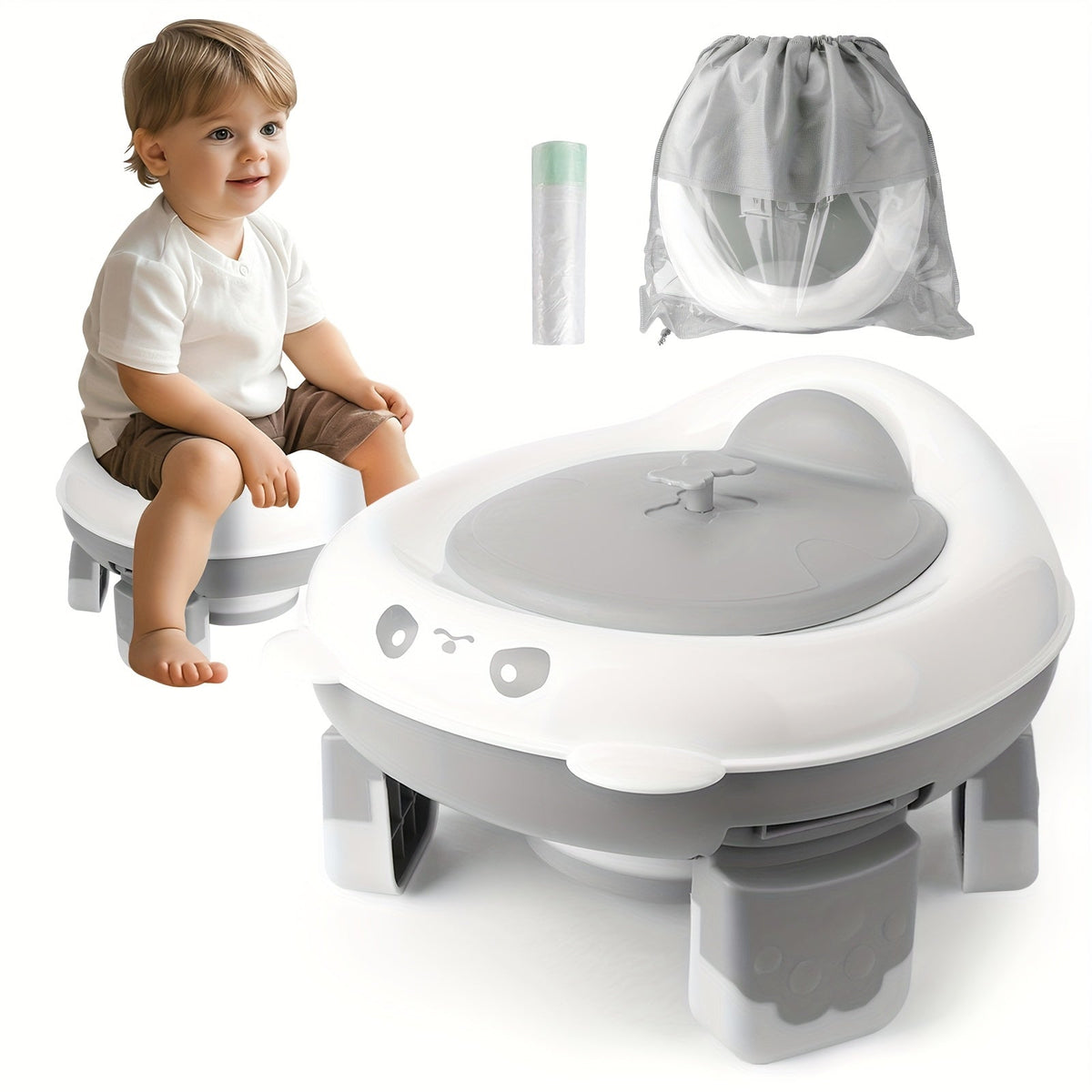 Potty Training Seat - 20-pcs Portable Foldable – Grey option – view 3