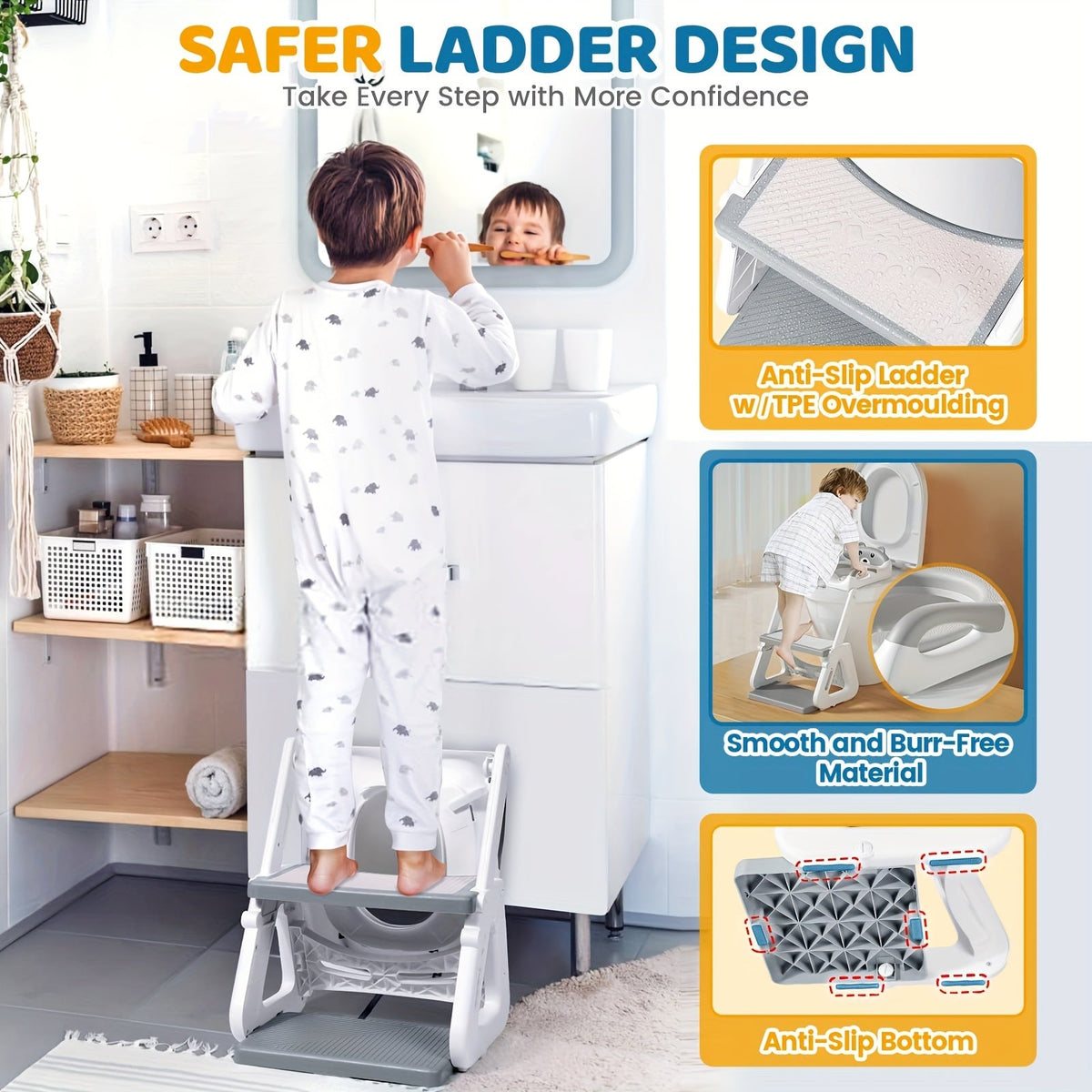 Potty Training Seat - Adjustable 2-In-1 Toilet Step – view 7
