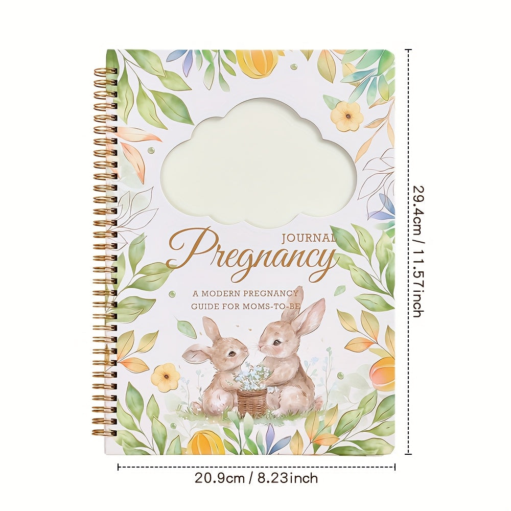 Pregnancy Journal and Memory Book - 96 Sheets - Floral bunny cover with stickers and – view 2