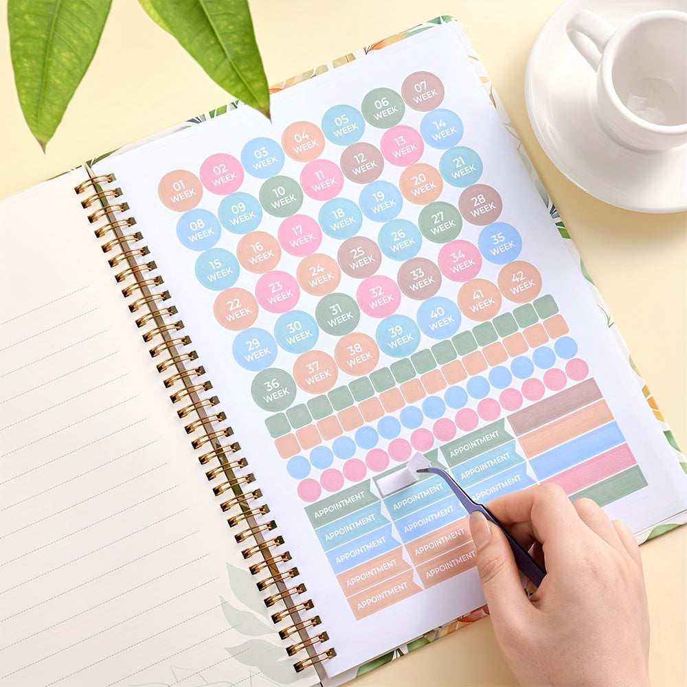 Pregnancy Journal and Memory Book - 96 Sheets - Floral bunny cover with stickers and – view 5