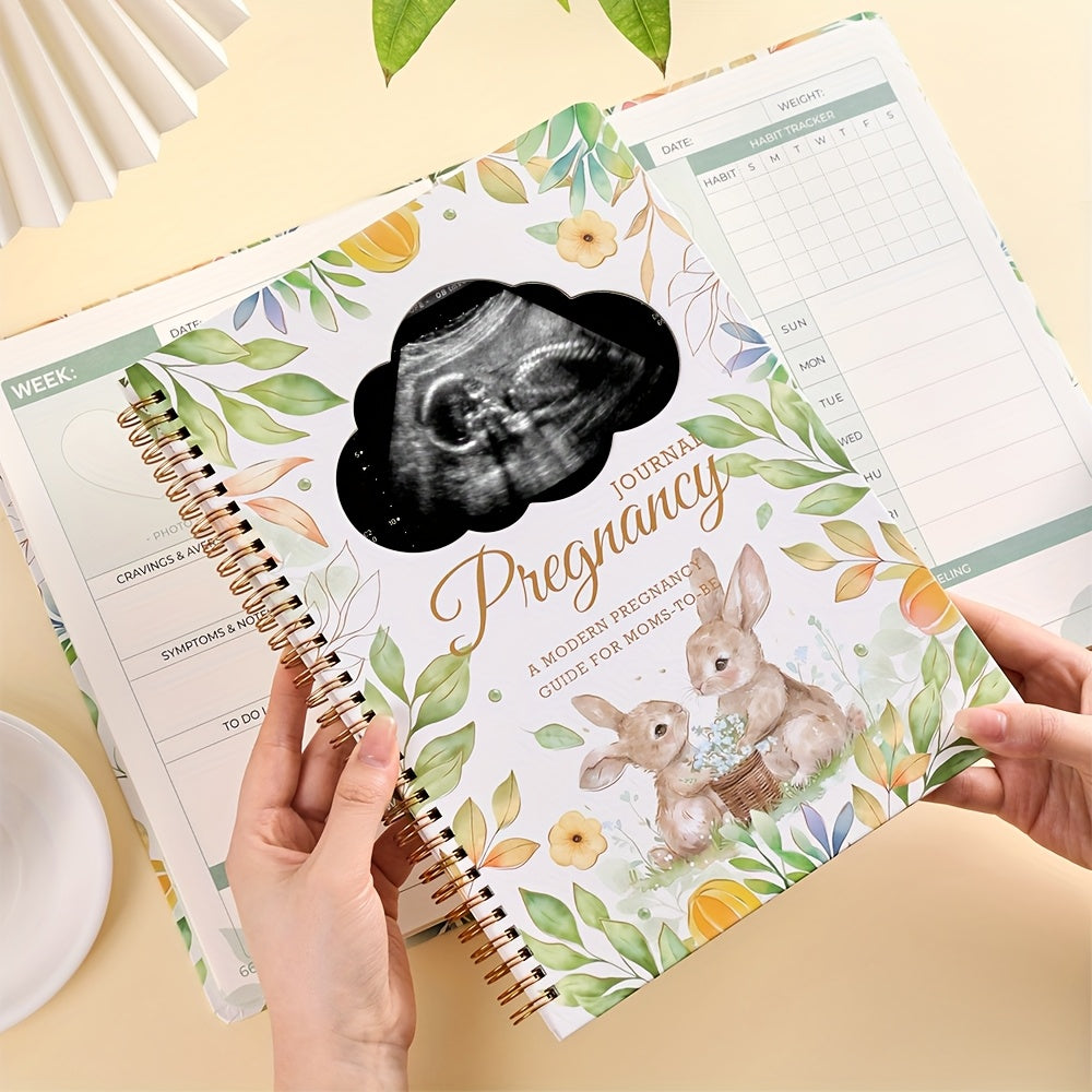 Pregnancy Journal and Memory Book - 96 Sheets - Floral bunny cover with stickers and – view 6