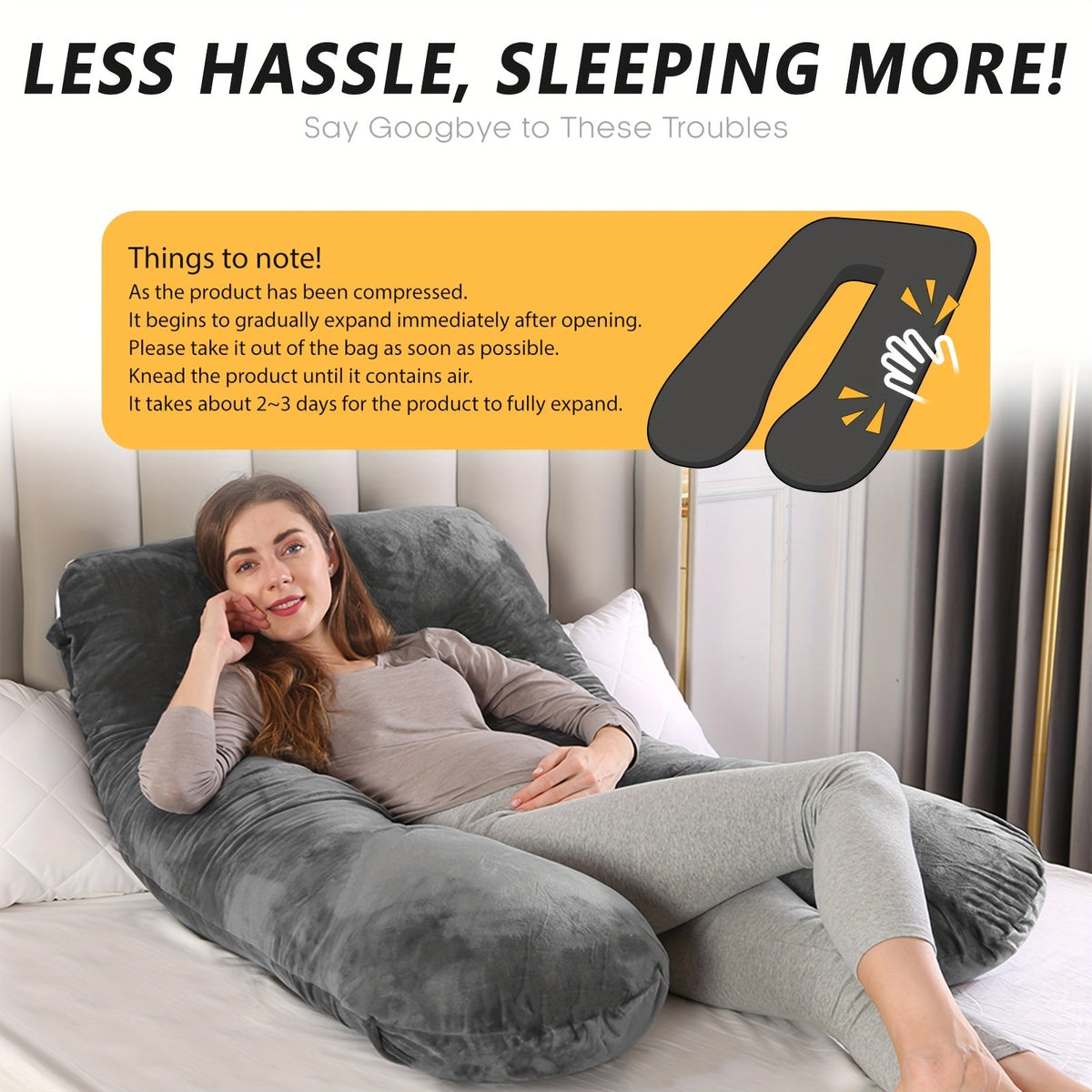 Pregnancy Pillow - Portable Soft U-Shaped Maternity – view 6