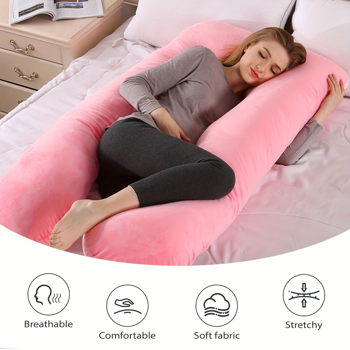 Pregnancy Pillow - Portable Soft U-Shaped Maternity – view 12