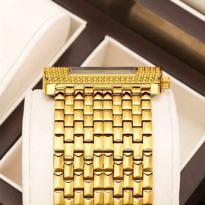 Quartz Watch - YaLaLuSi Luxury Rectangular with Roman Numerals Golden Tone Analog - product detail view 2