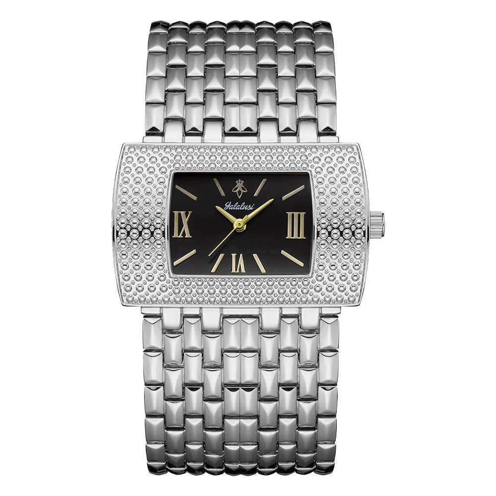 Quartz Watch - YaLaLuSi Luxury Rectangular with Roman Numerals Golden Tone Analog - product detail view 11