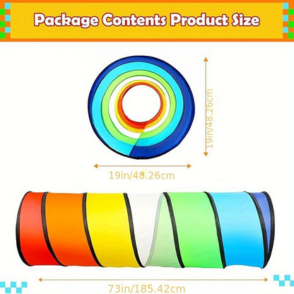 Rainbow Baby Crawling Play Tunnel - Portable see-through rainbow crawl-through design – view 2