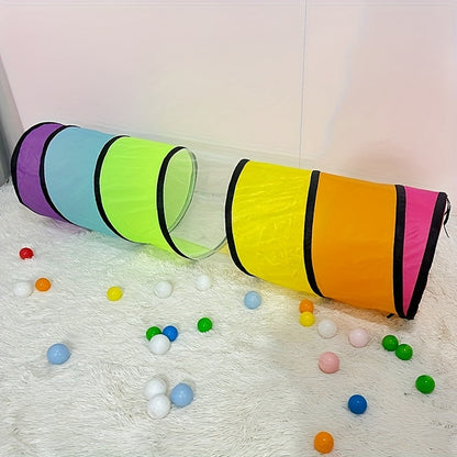 Rainbow Baby Crawling Play Tunnel - Portable see-through rainbow crawl-through design – view 3