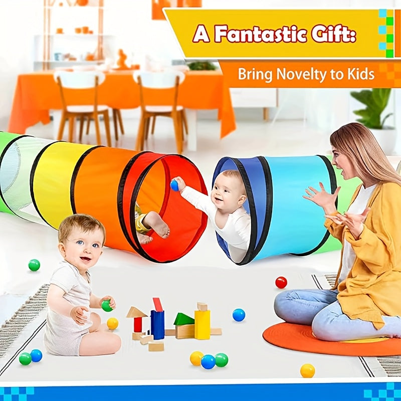 Rainbow Baby Crawling Play Tunnel - Portable see-through rainbow crawl-through design – view 5
