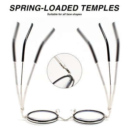Reading Glasses - 2 Pack Metal Round Frame Spring Hinge for Men Women Lightweight Stylish - product detail view 13