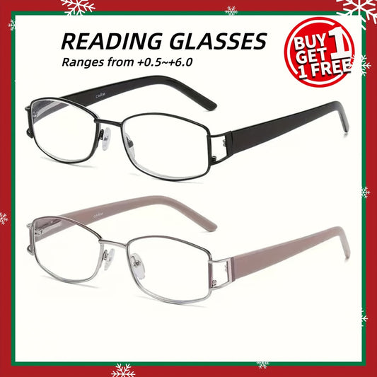 Reading Glasses - for Women 2 Pack - Rectangular Small Frame Light Luxury Geometric Design - main product view