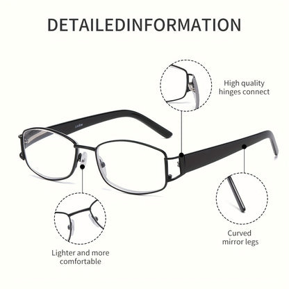 Reading Glasses - for Women 2 Pack - Rectangular Small Frame Light Luxury Geometric Design - product detail view 5