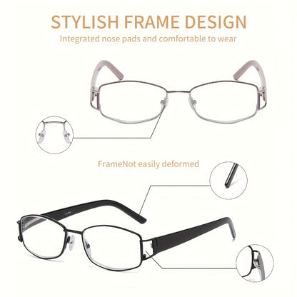 Reading Glasses - for Women 2 Pack - Rectangular Small Frame Light Luxury Geometric Design - product detail view 7