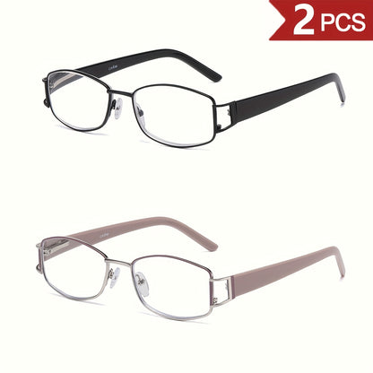 Reading Glasses - for Women 2 Pack - Rectangular Small Frame Light Luxury Geometric Design - product detail view 24