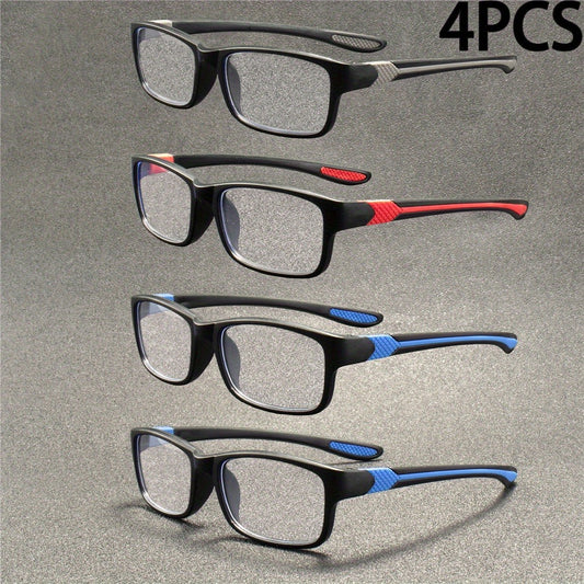 Reading Glasses - 4 Pack Fashion Sport Rectangular Full Frame for Men Women Lightweight - main product view