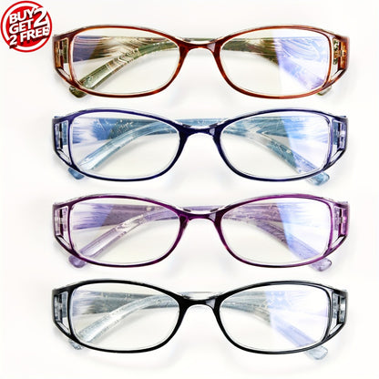 Reading Glasses - 4 Pairs Multicolor Rectangular Frame Presbyopia Readers Men Women +1.0 to - main product view