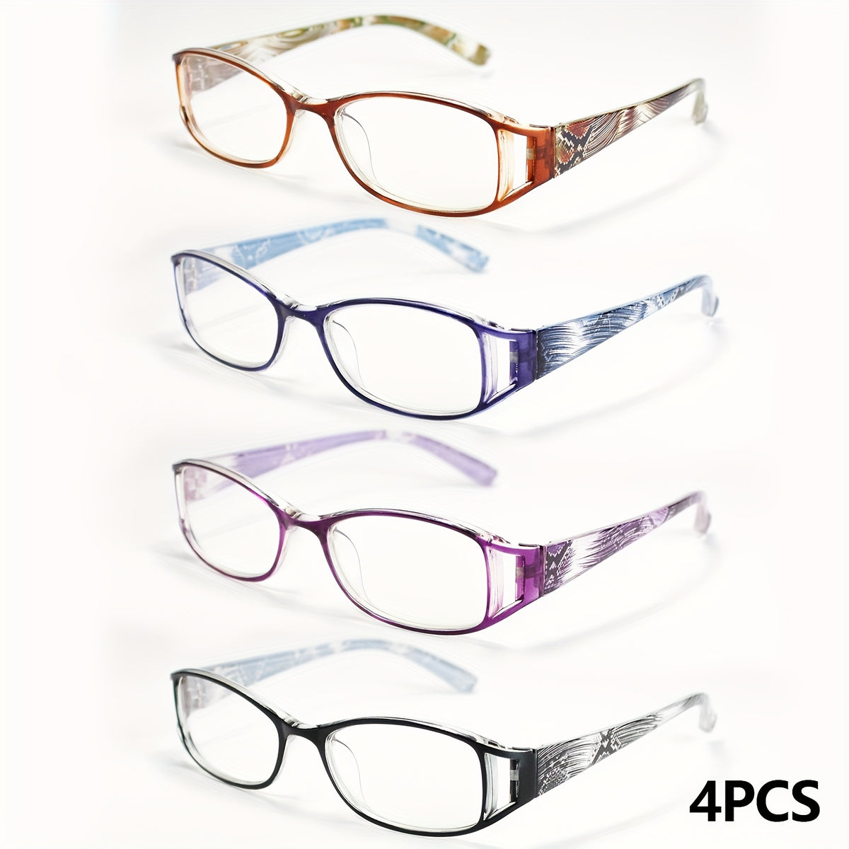 Reading Glasses - 4 Pairs Multicolor Rectangular Frame Presbyopia Readers Men Women +1.0 to - product detail view 11