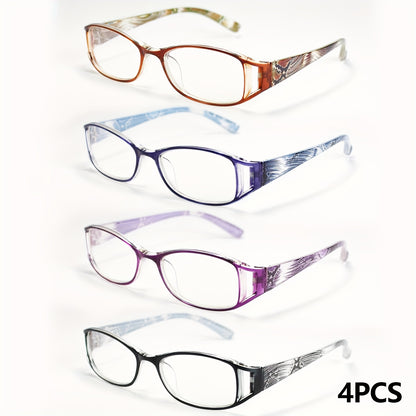 Reading Glasses - 4 Pairs Multicolor Rectangular Frame Presbyopia Readers Men Women +1.0 to - product detail view 12