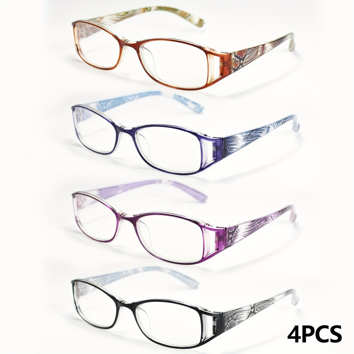 Reading Glasses - 4 Pairs Multicolor Rectangular Frame Presbyopia Readers Men Women +1.0 to - product detail view 17