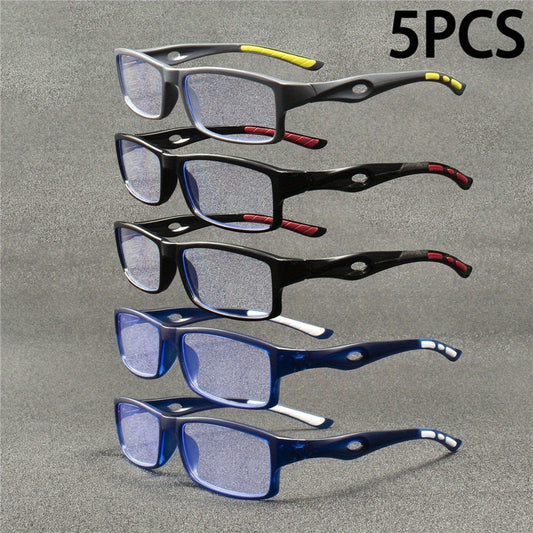 Reading Glasses - 5 Pack Retro Square Frame Unisex Multi-Color Lightweight Computer Readers - main product view