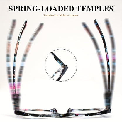 Reading Glasses - Women 7 Pack Large Square Frame Spring Hinges Vintage Print PC Readers - product detail view 4