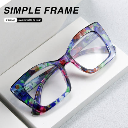 Reading Glasses - Women 7 Pack Large Square Frame Spring Hinges Vintage Print PC Readers - product detail view 11