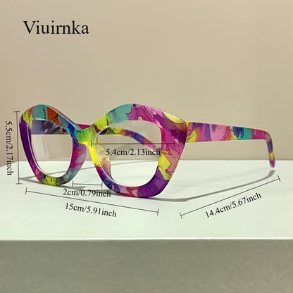 Reading Glasses - Blue Light Blocking for Women Cat Eye Retro Square Colorful Frame PC - product detail view 5
