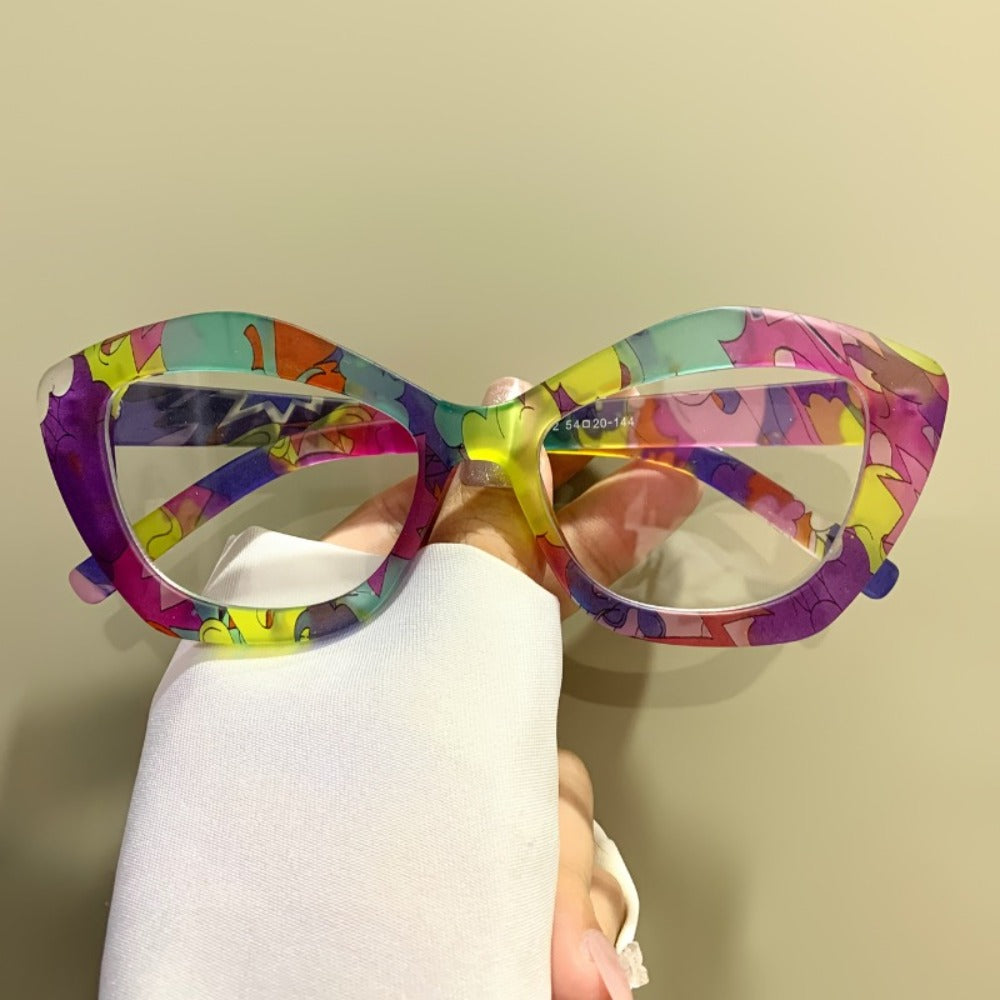 Reading Glasses - Blue Light Blocking for Women Cat Eye Retro Square Colorful Frame PC - product detail view 10