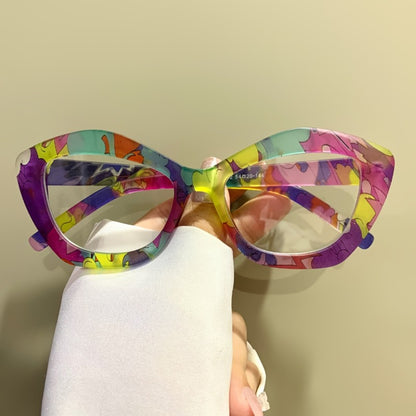 Reading Glasses - Blue Light Blocking for Women Cat Eye Retro Square Colorful Frame PC - product detail view 10
