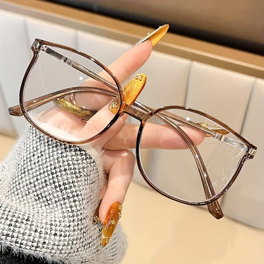 Reading Glasses - Blue Light Blocking Women Cat Eye TR90 Golden Chain Full Rim Oval Frame - main product view