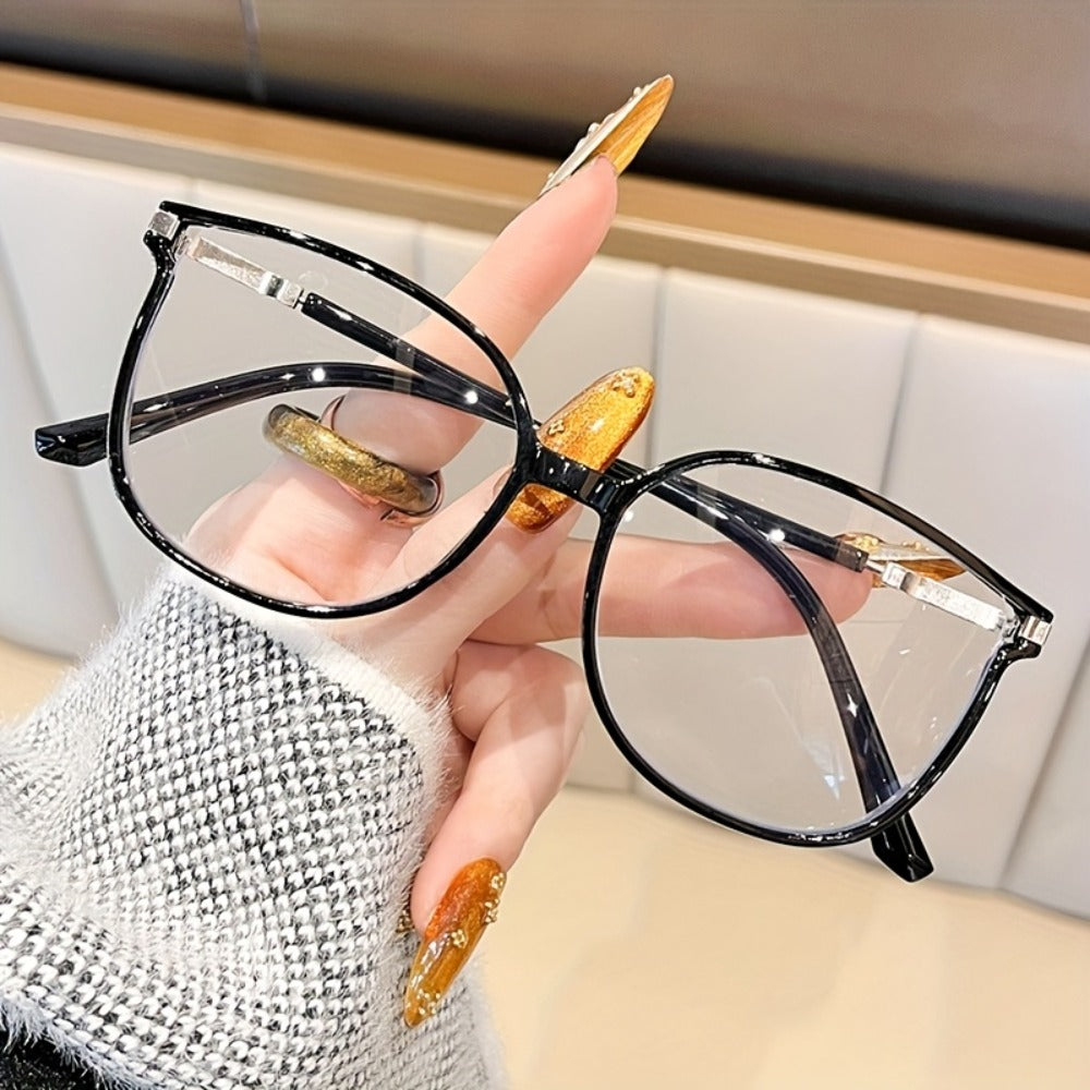 Reading Glasses - Blue Light Blocking Women Cat Eye TR90 Golden Chain Full Rim Oval Frame - product detail view 3