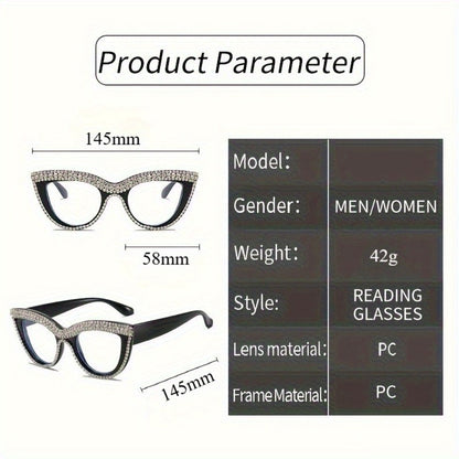 Reading Glasses - Cat Eye for Women 2 Pack Blue Light Blocking Rhinestone Decor PC Frame - product detail view 8