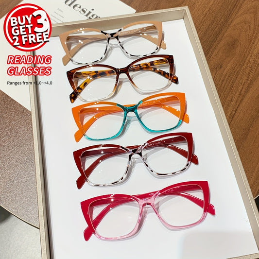 Reading Glasses - Cat Eye 5 Pack for Women Men Retro Full Frame Vintage Fashion Readers - main product view
