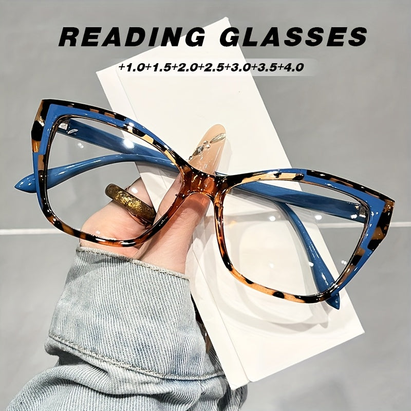Reading Glasses - Cat Eye for Women Anti Blue Light Color Block Elegant Fashion Readers +1.0 - product detail view 9