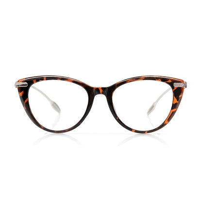 Reading Glasses - Cat Eye for Women HD Lenses Retro Design Spring Temple Pink Leopard Black - product detail view 4