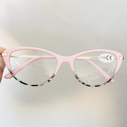 Reading Glasses - Cat Eye for Women HD Lenses Retro Design Spring Temple Pink Leopard Black - product detail view 8
