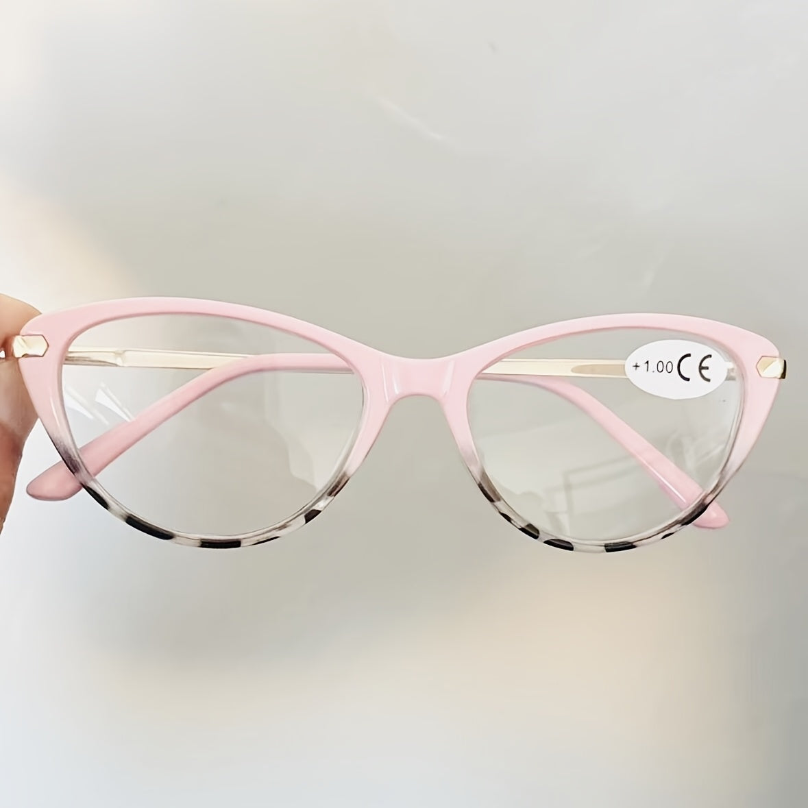 Reading Glasses - Cat Eye for Women HD Lenses Retro Design Spring Temple Pink Leopard Black - product detail view 13