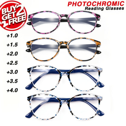 Reading Glasses - Colorful for Women 4 Pack Spring Hinge Square Round Frame Blue Purple - main product view