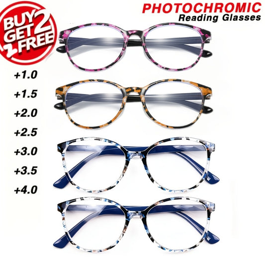 Reading Glasses - Colorful for Women 4 Pack Spring Hinge Square Round Frame Blue Purple - main product view